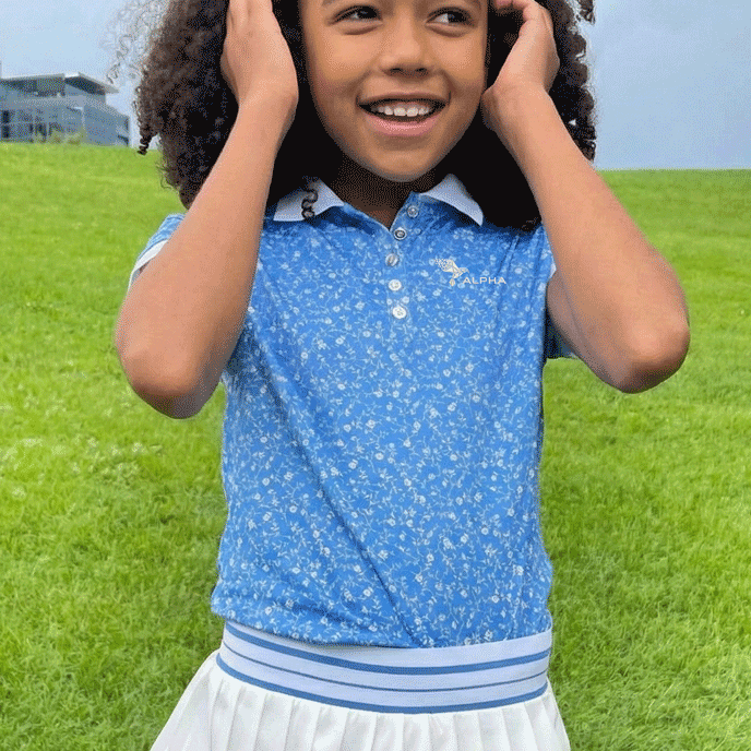Girls Floral Polo Shirt