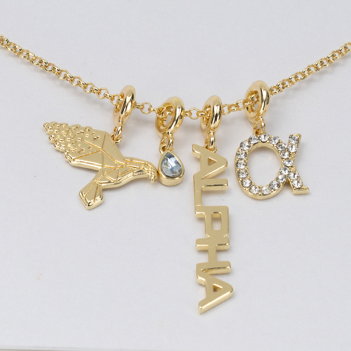 Cluster Charm Necklace with Alpha Bird