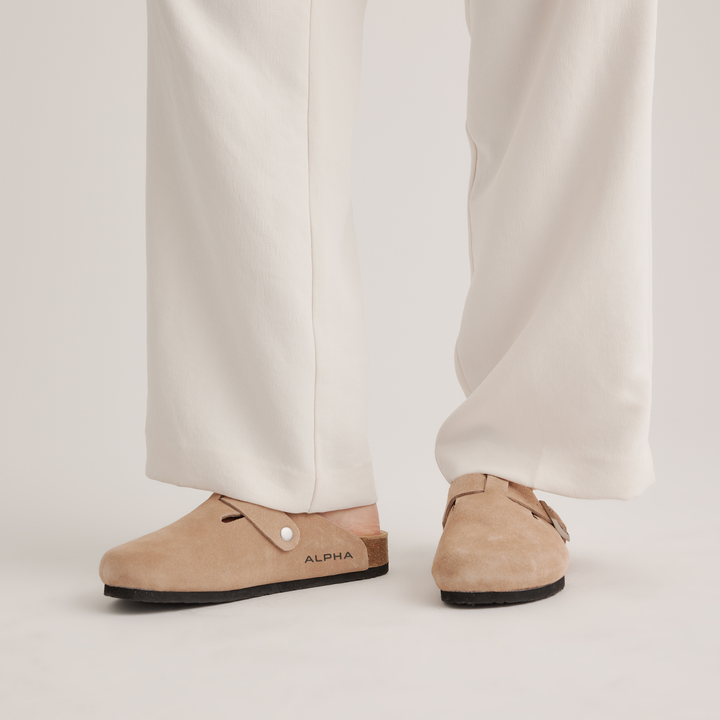 Water Repellent Suede Clog Mule