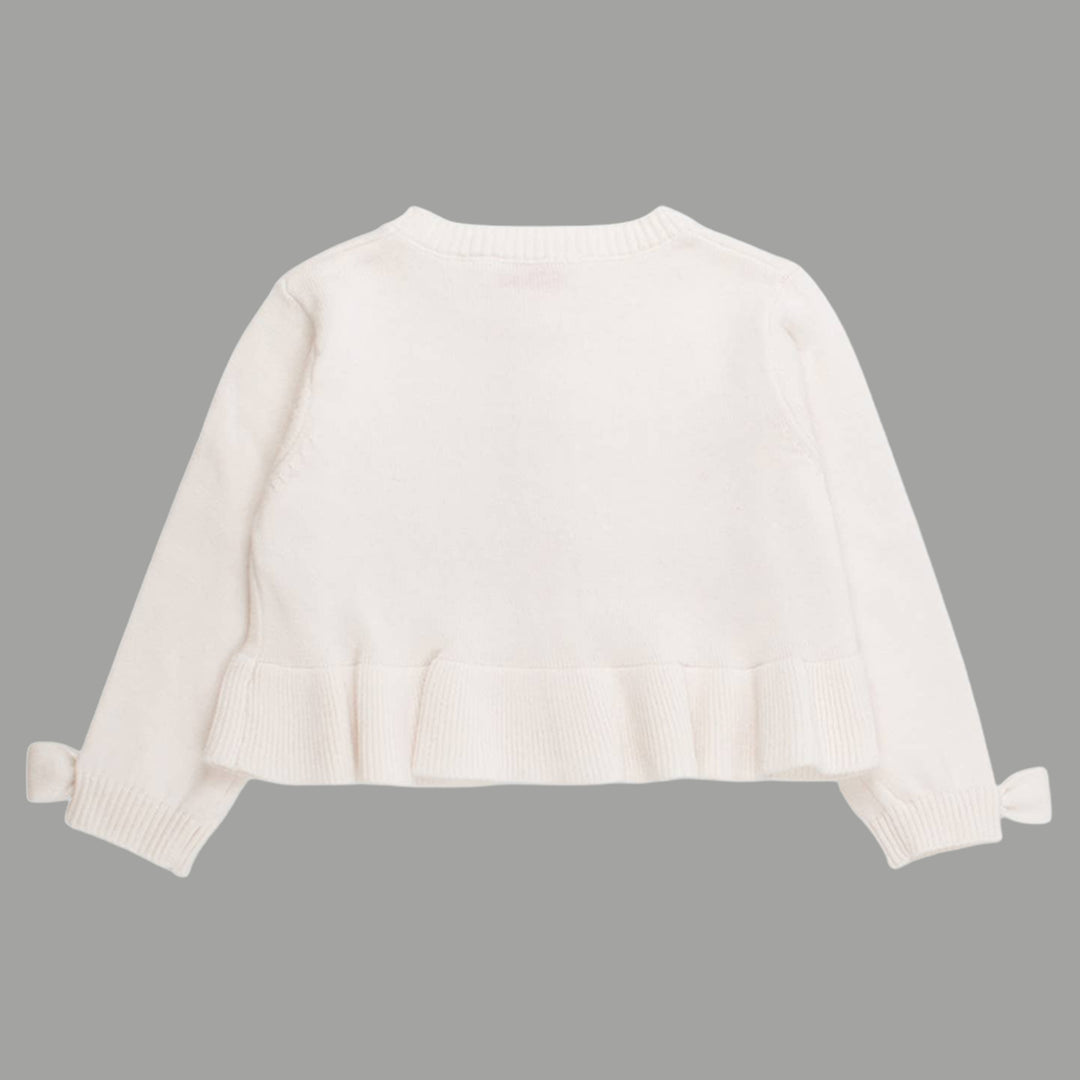 Girls Sweater Knit Peplum Cardigan with Bow Details