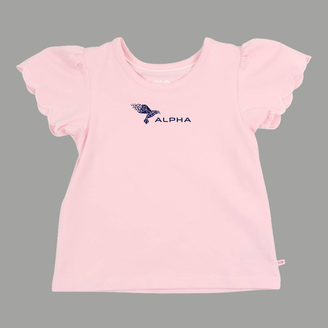 Girls Knit Short Sleeve Scallop Tee