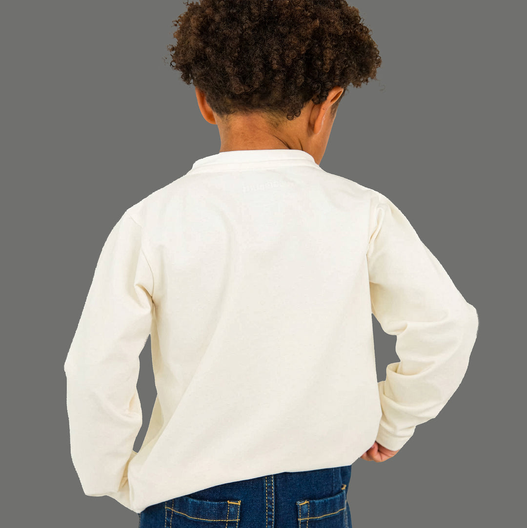 Boys Ivory Knit Long Sleeve Henley Tee