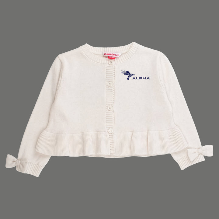 Girls Sweater Knit Peplum Cardigan with Bow Details