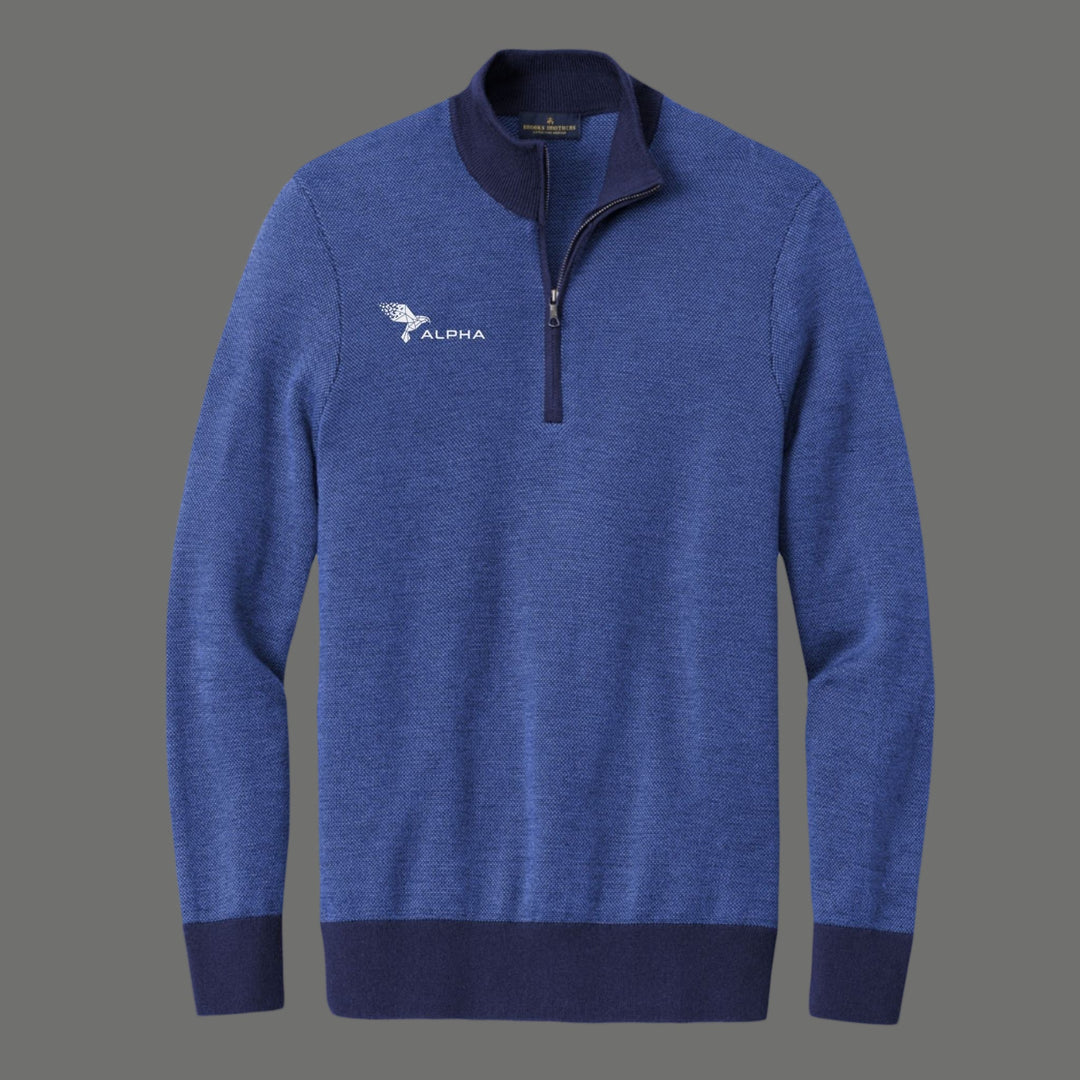 Photo of Brooks Brothers Men's Washable Merino Birdseye 1/4-Zip Sweater