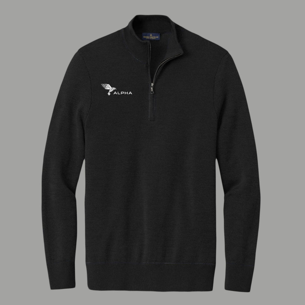 Photo of Brooks Brothers Men's Washable Merino Birdseye 1/4-Zip Sweater