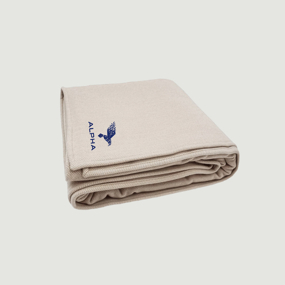 Alpha Herringbone Wool Cashmere Throw Blanket