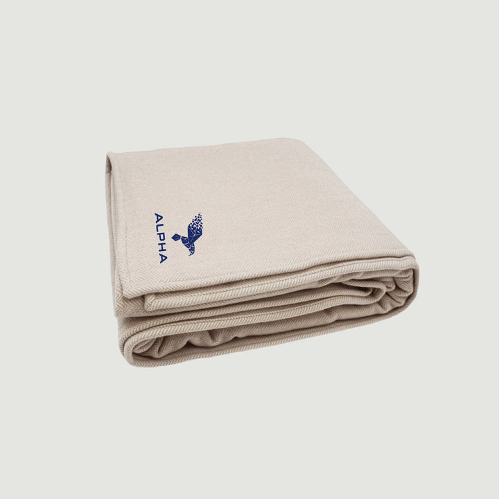Alpha Herringbone Wool Cashmere Throw Blanket